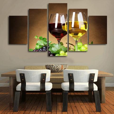 Red And Green Wine - Wine 5 Panel Canvas Art Wall Decor Red And Green Wine - Wine 5 Panel Canvas Art Wall Decor
