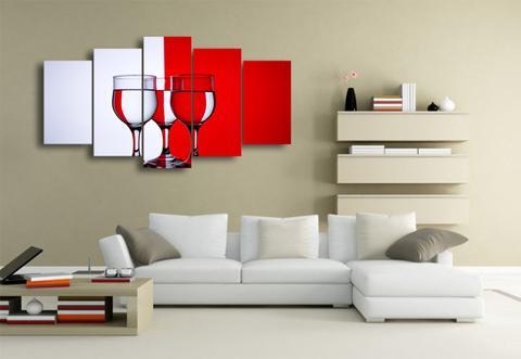 Red And White Cup - Nature 5 Panel Canvas Art Wall Decor Red And White Cup - Nature 5 Panel Canvas Art Wall Decor