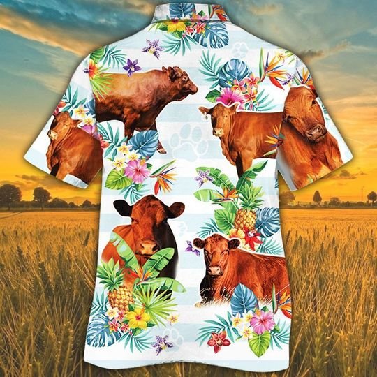 Red Angus Pineapple Tropical Flower Hawaiian Shirt Red Angus Pineapple Tropical Flower Hawaiian Shirt