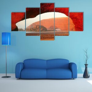 Red Archs On Atlantic Ocean - Nature 5 Panel Canvas Art Wall Decor