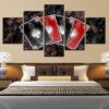 Red Black Poker Poker Cards - Gaming 5 Panel Canvas Art Wall Decor