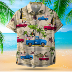 Red Blue Cattle Truck Hawaiian Shirt