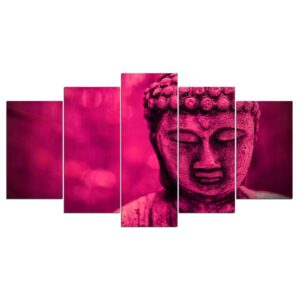 Red Buddha statue - Religion 5 Panel Canvas Art Wall Decor