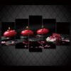 Red Candles - Nature 5 Panel Canvas Art Wall Decor