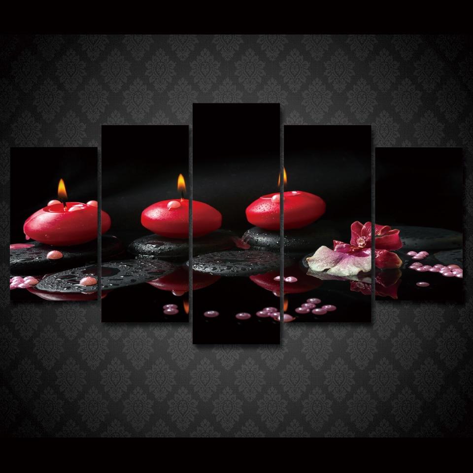 Red Candles - Nature 5 Panel Canvas Art Wall Decor Red Candles - Nature 5 Panel Canvas Art Wall Decor