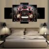 Red Car Vintage - Automative 5 Panel Canvas Art Wall Decor
