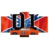 Red Car with X Flag - Automative 5 Panel Canvas Art Wall Decor