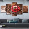 Red Cup Coffee 1 - Nature 5 Panel Canvas Art Wall Decor