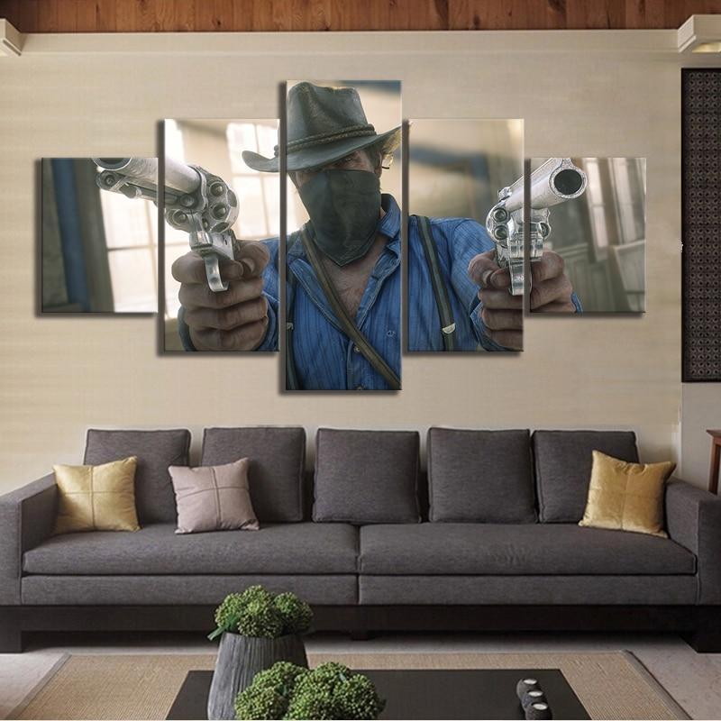 Red Dead Redemption 2 The Gutchs Gang - Gaming 5 Panel Canvas Art Wall Decor Red Dead Redemption 2 The Gutchs Gang - Gaming 5 Panel Canvas Art Wall Decor