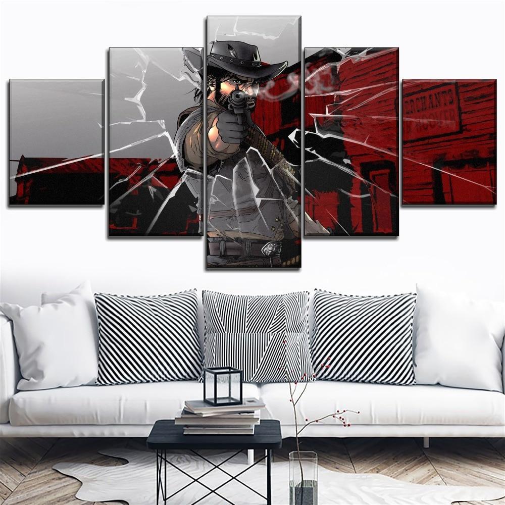 Red Dead Redemption John Marston Gaming - 5 Panel Canvas Art Wall Decor Red Dead Redemption John Marston Gaming - 5 Panel Canvas Art Wall Decor