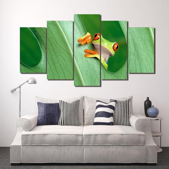 Red Eyed Tree Frog - Animal 5 Panel Canvas Art Wall Decor Red Eyed Tree Frog - Animal 5 Panel Canvas Art Wall Decor