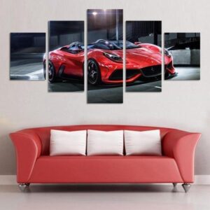 Red Ferrari F12 Berlinetta - Automative 5 Panel Canvas Art Wall Decor