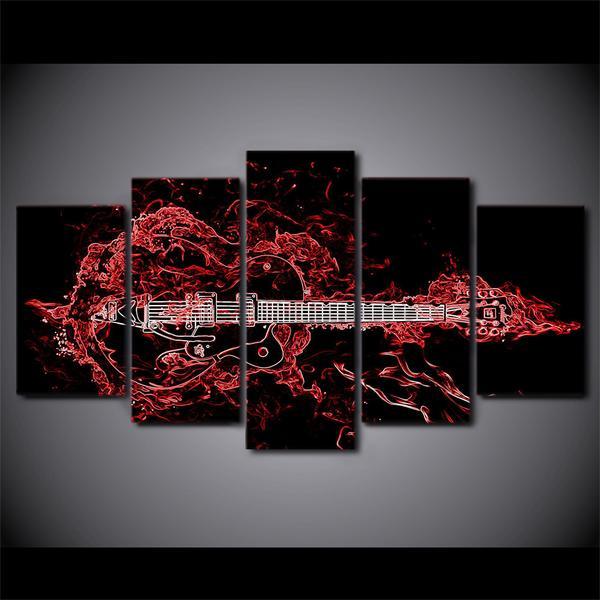 Red Guitar Musical Instrument 01 - Music 5 Panel Canvas Art Wall Decor Red Guitar Musical Instrument 01 - Music 5 Panel Canvas Art Wall Decor
