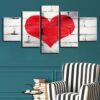 Red Hearts - Abstract 5 Panel Canvas Art Wall Decor