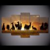 Red Kangaroos Sunset - Animal 5 Panel Canvas Art Wall Decor