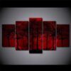 Red Moon Sky Dark Forest - Nature 5 Panel Canvas Art Wall Decor