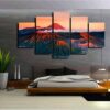 Red Mount Peaks Clouds - Nature 5 Panel Canvas Art Wall Decor