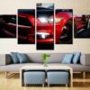 Red Mustang Car - Automative 5 Panel Canvas Art Wall Decor