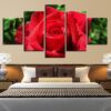 Red Rose Flower 03 - Nature 5 Panel Canvas Art Wall Decor