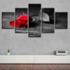 Red Rose Flower 04 - Nature 5 Panel Canvas Art Wall Decor