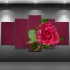 Red Roses Flower - Nature 5 Panel Canvas Art Wall Decor