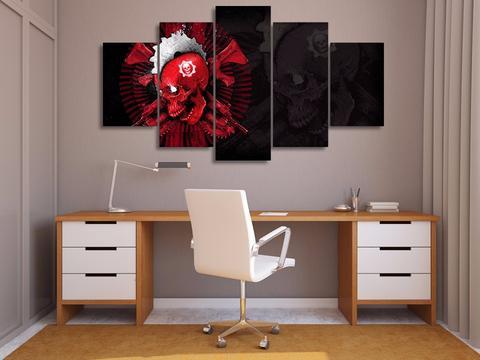 Red Skull - Army 5 Panel Canvas Art Wall Decor Red Skull - Army 5 Panel Canvas Art Wall Decor