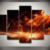 Red Space - Space 5 Panel Canvas Art Wall Decor