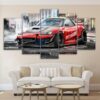 Red Sports Car 02 - Automative 5 Panel Canvas Art Wall Decor
