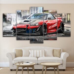 Red Sports Car 02 - Automative 5 Panel Canvas Art Wall Decor