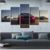 Red Sports Car 5 - Automative 5 Panel Canvas Art Wall Decor