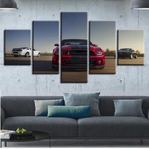 Red Sports Car 5 - Automative 5 Panel Canvas Art Wall Decor