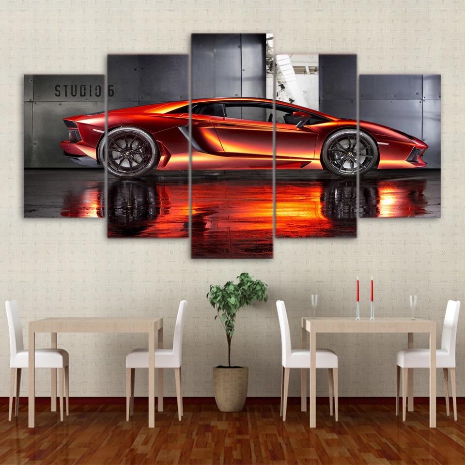 Red Sports Car - Automative 5 Panel Canvas Art Wall Decor Red Sports Car - Automative 5 Panel Canvas Art Wall Decor