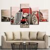 Red Street Hot Rod White - Automative 5 Panel Canvas Art Wall Decor