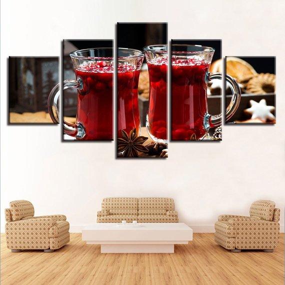 Red Tea - Nature 5 Panel Canvas Art Wall Decor Red Tea - Nature 5 Panel Canvas Art Wall Decor