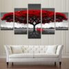 Red Tree 10 - Nature 5 Panel Canvas Art Wall Decor