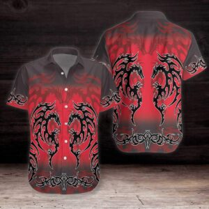 Red Tribal Dragon Hawaiian Shirt