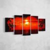 Red Tropical Runway - Nature 5 Panel Canvas Art Wall Decor