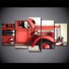 Red Truck - Automative 5 Panel Canvas Art Wall Decor