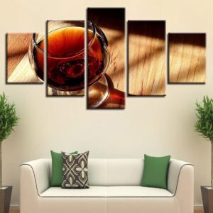Red Wine Glass Restaurant - Wine 5 Panel Canvas Art Wall Decor