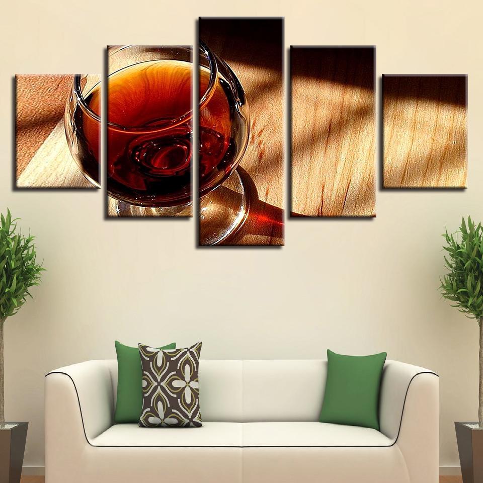 Red Wine Glass Restaurant - Wine 5 Panel Canvas Art Wall Decor Red Wine Glass Restaurant - Wine 5 Panel Canvas Art Wall Decor