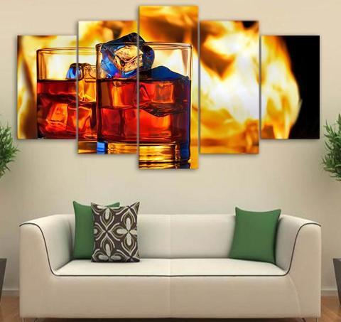 Red Wine With Ice - Wine 5 Panel Canvas Art Wall Decor Red Wine With Ice - Wine 5 Panel Canvas Art Wall Decor