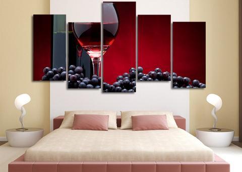 Red Wine - Wine 5 Panel Canvas Art Wall Decor Red Wine - Wine 5 Panel Canvas Art Wall Decor