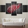 Red Wings- Sport 5 Panel Canvas Art Wall Decor
