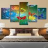 Red Yellower Blue Butterfly And Flower - Nature 5 Panel Canvas Art Wall Decor