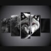 Red eyed wolf - Animal 5 Panel Canvas Art Wall Decor