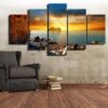 Reef Stone Sunrise 01 - Nature 5 Panel Canvas Art Wall Decor