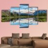 Reflection Of Dramatic Dark Clouds In Vermilion Lake - Nature 5 Panel Canvas Art Wall Decor