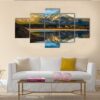 Reflection Of Rocky Mountains In Lake - Nature 5 Panel Canvas Art Wall Decor