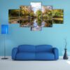 Reflection Of Trees In A Small Lake - Nature 5 Panel Canvas Art Wall Decor