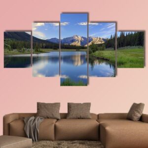 Reflections Into Cascade Ponds - Nature 5 Panel Canvas Art Wall Decor